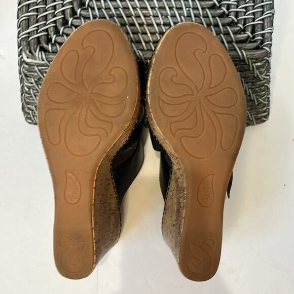 B.O.C Devona Leather Strap Cork Platform Wedge Slip on Mules Sandals Size 9 - Picture 9 of 9